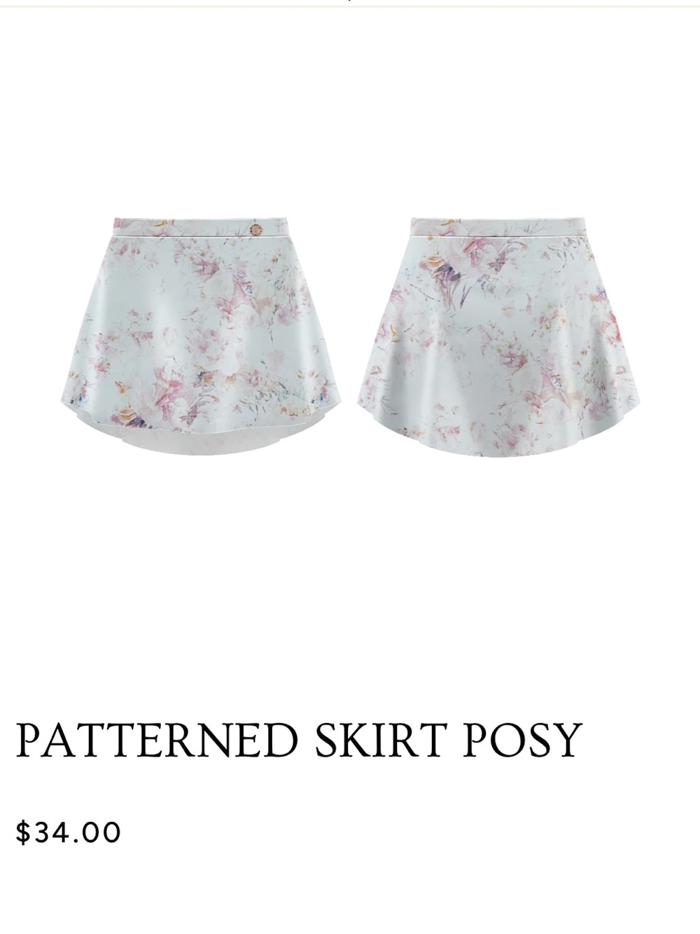 NWT Danse de Paris Ballet Dance Skirt PATTERNED SKIRT POSY